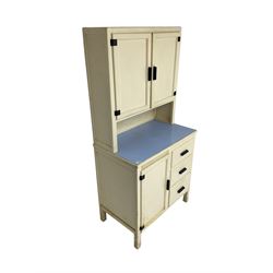 1950s painted kitchen cabinet, and a painted pine two door cupboard