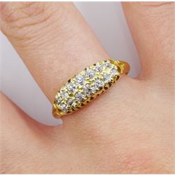 Early 20th century 18ct gold two row old diamond ring, stamped
