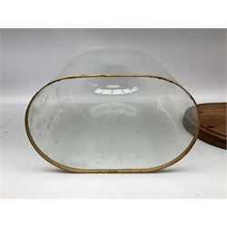 Victorian glass dome on stripped birch base, H48cm 