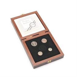 Queen Victoria 1885 maundy four coin set, housed in a modern case