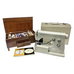 Husqvarna combina II sewing machine in case, with instruction manual and sewing box