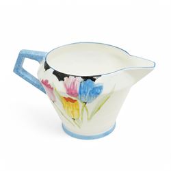 Paragon Art Deco Tulip pattern tea wares, c.1930, comprising five teacups, six saucers, five cake plates, milk jug, sugar basin and serving dish