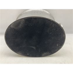 Aluminium champagne bucket detailed Cuvee de Prestige Champagne du Louvois, with twin ring handles, together with quantity of glasses, bucket L38cm