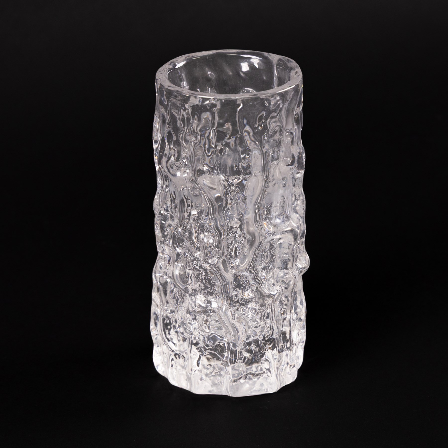 Geoffrey Baxter Whitefriars clear Tree bark vase, H15cm