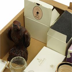Five Babychan glasses, three Calypso glasses and two goldwell snowball glasses, pewter mugs, carving set cased, Mary Antoinette figure, and various Coalport, Country Artists and Aynsley pieces, contents in two boxes
