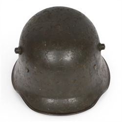 German M16 army helmet, B painted inside, missing liner, with chinstrap