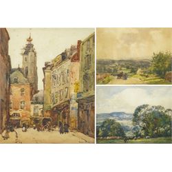 George Graham (British 1881-1949): A Street in France and Rural Landscape, set three watercolours signed and dated max 31cm x 26cm (3)