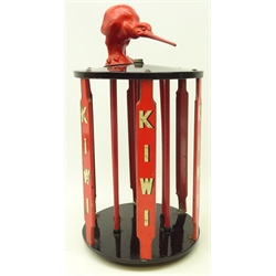  Vintage Kiwi shoe polish rotating tin display stand, H38cm   