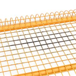 Ikea - 'Vasteron' 1990's orange metal bench, wireframed seat with tubular metal supports 
