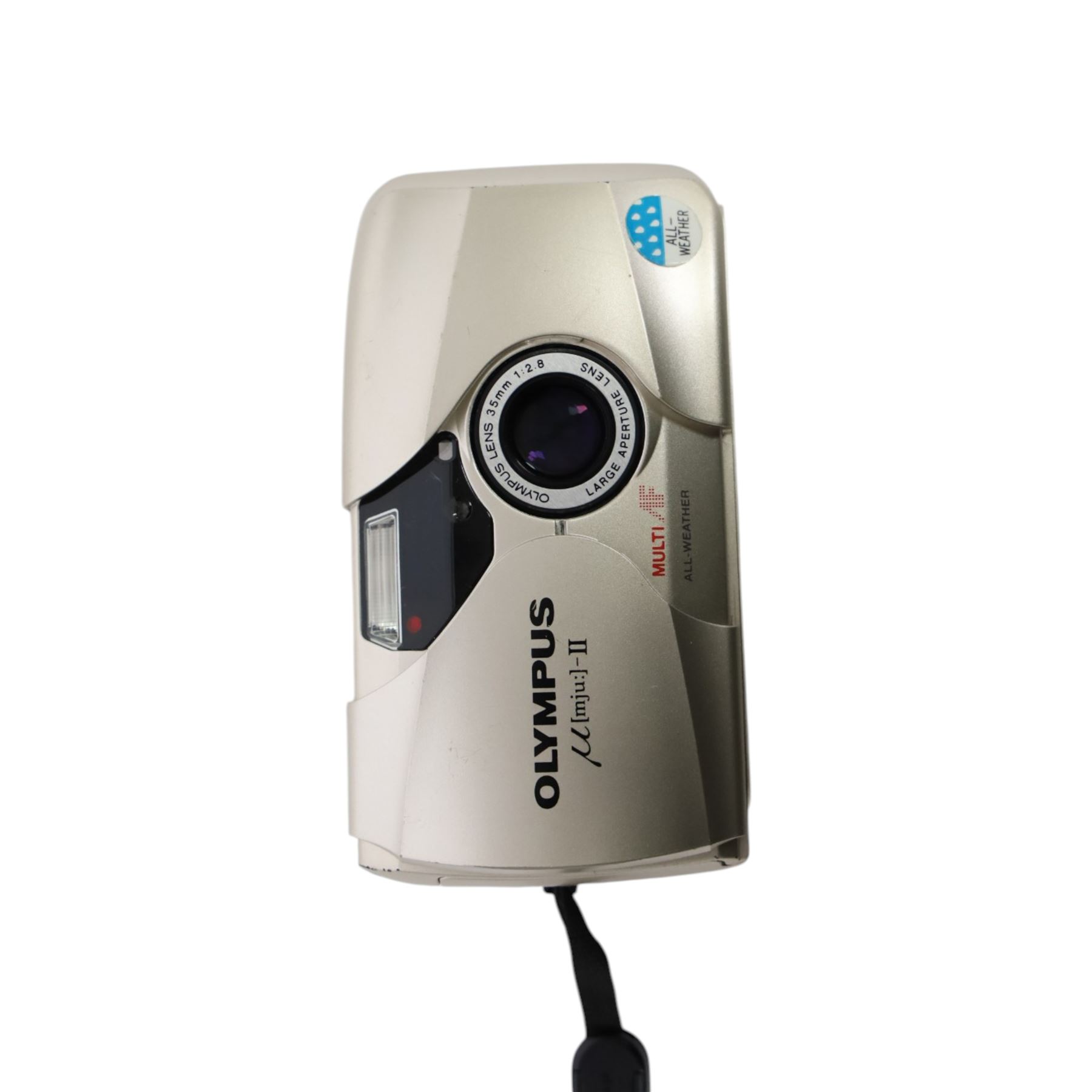 Olympus MJU II Multi AF all weather 35mm compact camera serial no. 5710395, in champagne finish