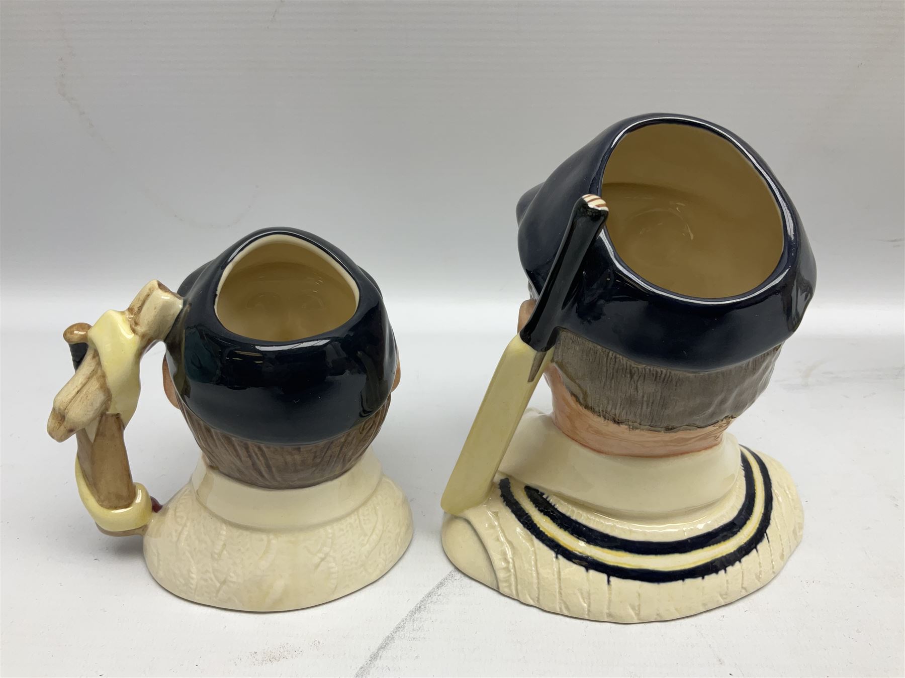 Royal Doulton limited edition figure of Geoffrey Boycott O.B.E, HN3890, no 253/8114, together with four Royal Doulton limited edition character jugs of cricket interest, comprising The Hampshire Cricketer D 6739, no 3903/5000, Freddie Trueman O.B.E, D 7090, no 502/9500, Brian Johnners Johnston, D 7018, no 1281/9500 and Len Hutton D 6945 no 263/9500, four with certificates, one with box