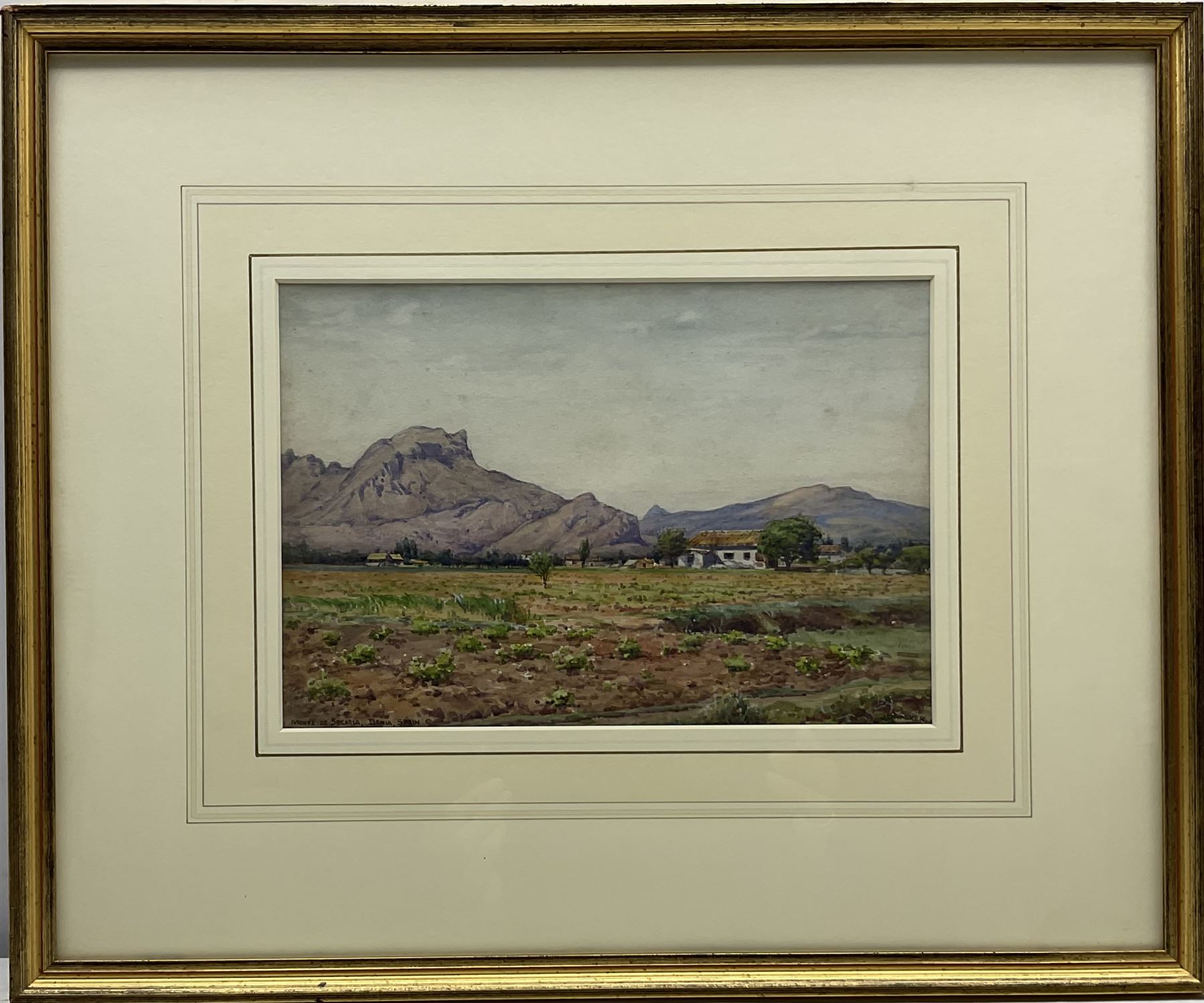 John Dobby Walker (British 1863-1925): 'Monte de Segaria Denia Spain, watercolour signed and titled 18cm x 26.5cm