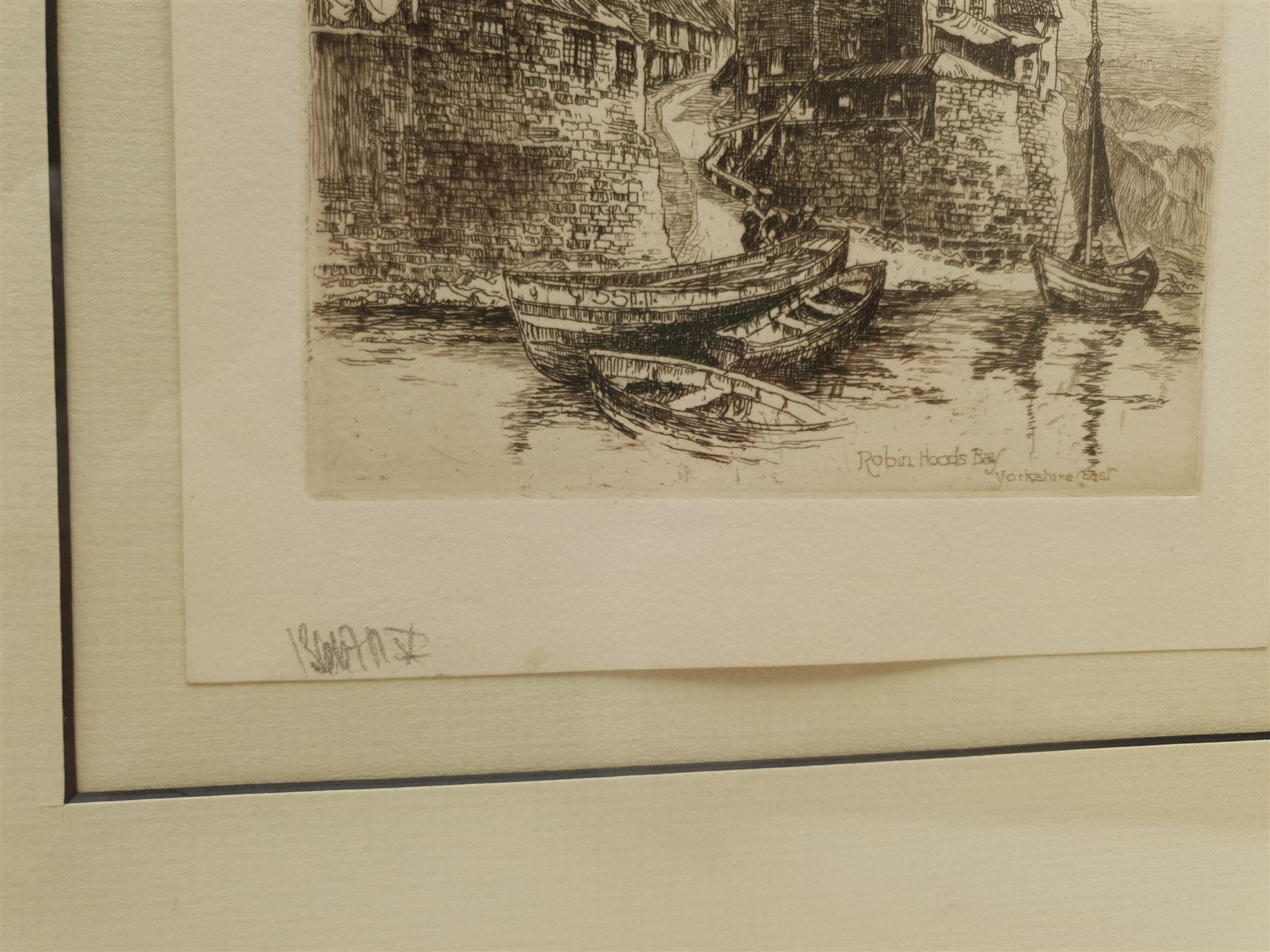 Kenneth F Parratt (British early 20th century): Staithes, etching signed together with English School (20th century): 'Robin Hoods Bay Yorkshire Coast', etching indistinctly signed,  titled in the plate max 20cm x 25cm (2)