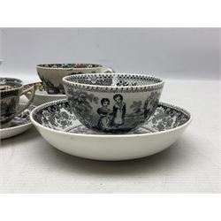 Collection of 19th century tea wares by William Smith & Co, decorated in various patterns including Cupid, Tally Ho and Fountain 