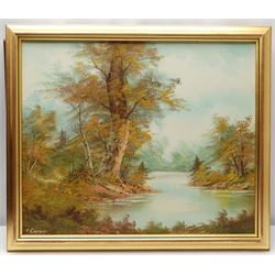 W Jones (20th century): Harbour Scene, oil on canvas signed 45cm x 60cm; I Cafieri: Landscape, oil on canvas signed 50cm x 60cm (2)