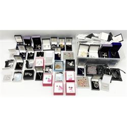 Five silver pendant necklaces and a large selection of costume jewellery, boxed