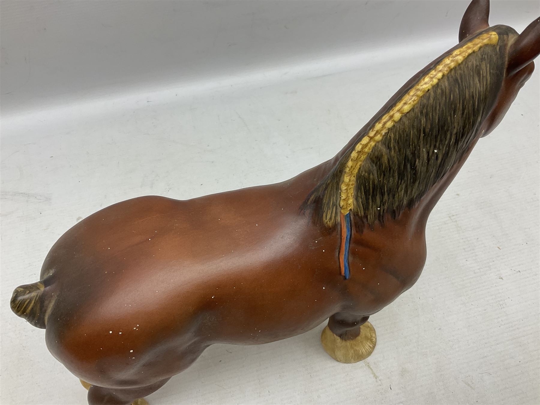 Group of three Beswick Shire horses, comprising CH. Burnham Beauty mare in matte finish, dapple grey horse and bay horse, all with stamped marks beneath