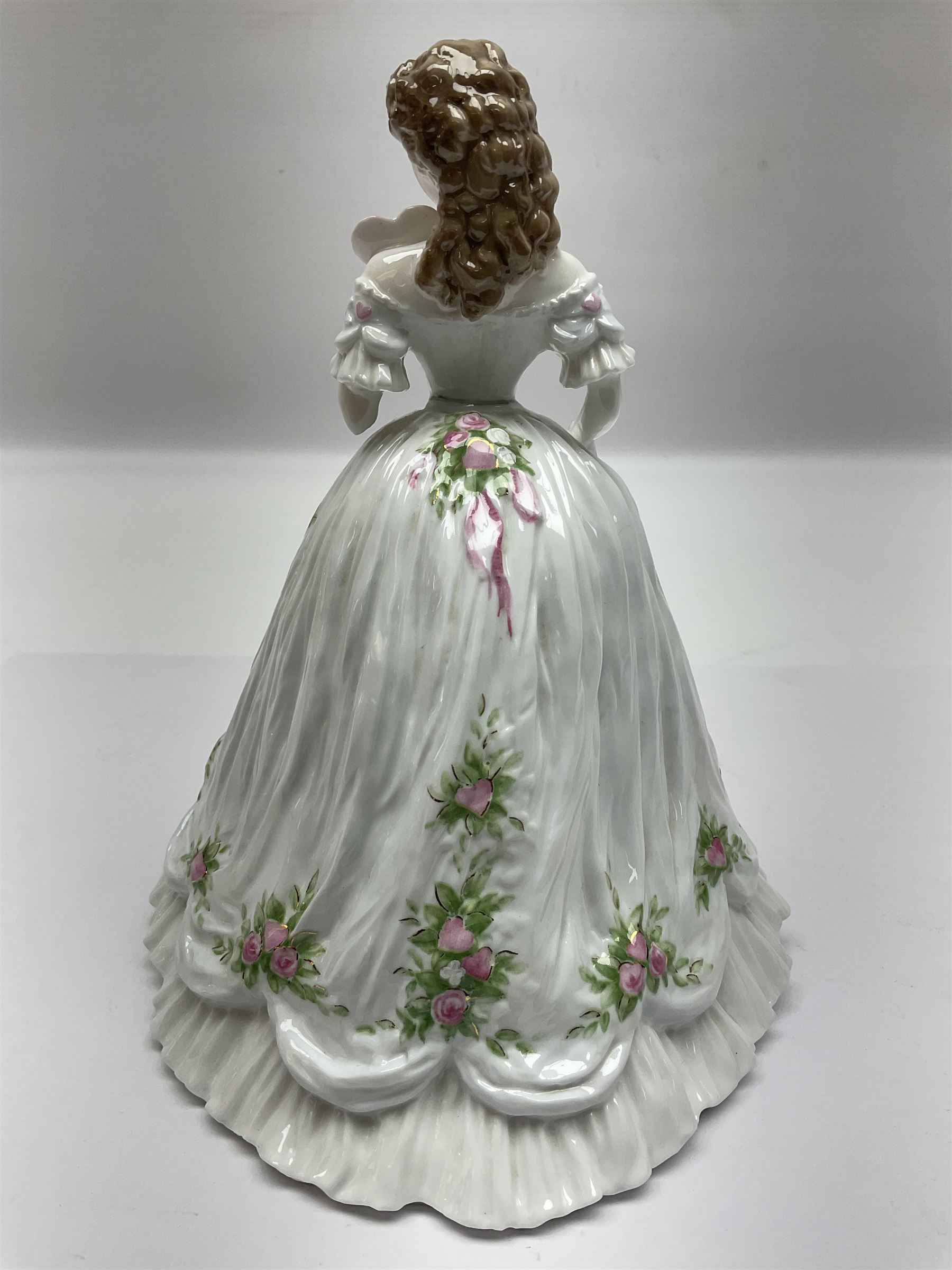 Three Royal Worcester figurines,  The First Quadrille, The Fairest Rose and Queen of Hearts, largest H21cm