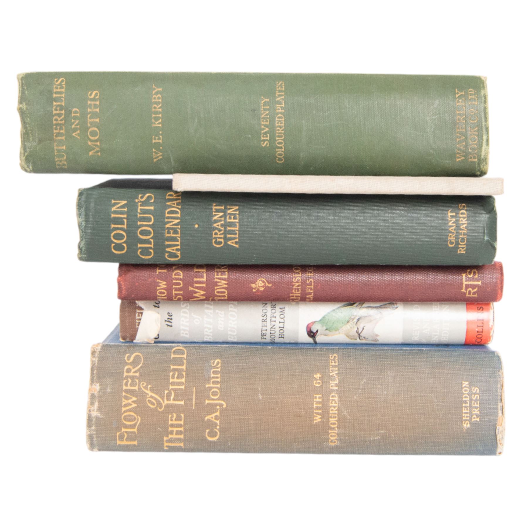 A Thorburn framed print of Razorbill, together with a Victorian book of pressed flowers, W.E Kirby Butterflies and Moths, George Henslow How to Study Wild Flowers etc