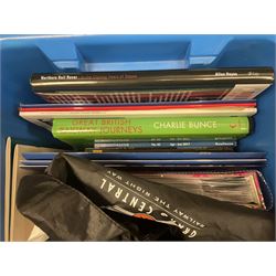 Collection of various train related books, ephemera and paraphernalia, to include various photographs, slides, the Lancaster & Yorkshire Railway Magazine, Rail Guides etc, in four boxes 