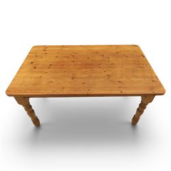20th century traditional pine dining table together with four chairs and two stools