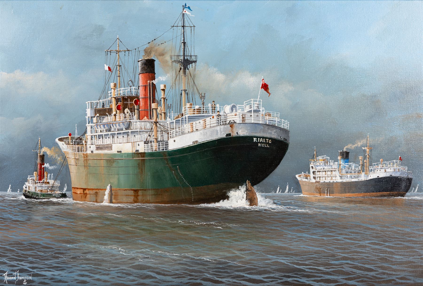 Adrian Thompson (British 1960-): Rialto of Hull, oil on canvas signed 50cm x 75cm 