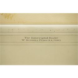 Sir William Russell Flint (Scottish 1880-1969): 'The Interrupted Reader', watercolour signed, titled and dated 1937 by the artist's hand on Fine Art Society label verso 50cm x 67cm