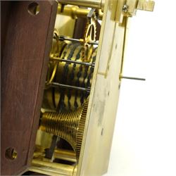 Late Regency drop dial wall clock, the white 19cm dial inscribed 'James Heselton, Beverley' with single fusee eight day movement in brass inlaid mahogany case H38cm 