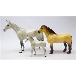  Beswick Highland Pony 'Mackionneach' no. 1644, Dapple Grey Stallion and foal (3)  