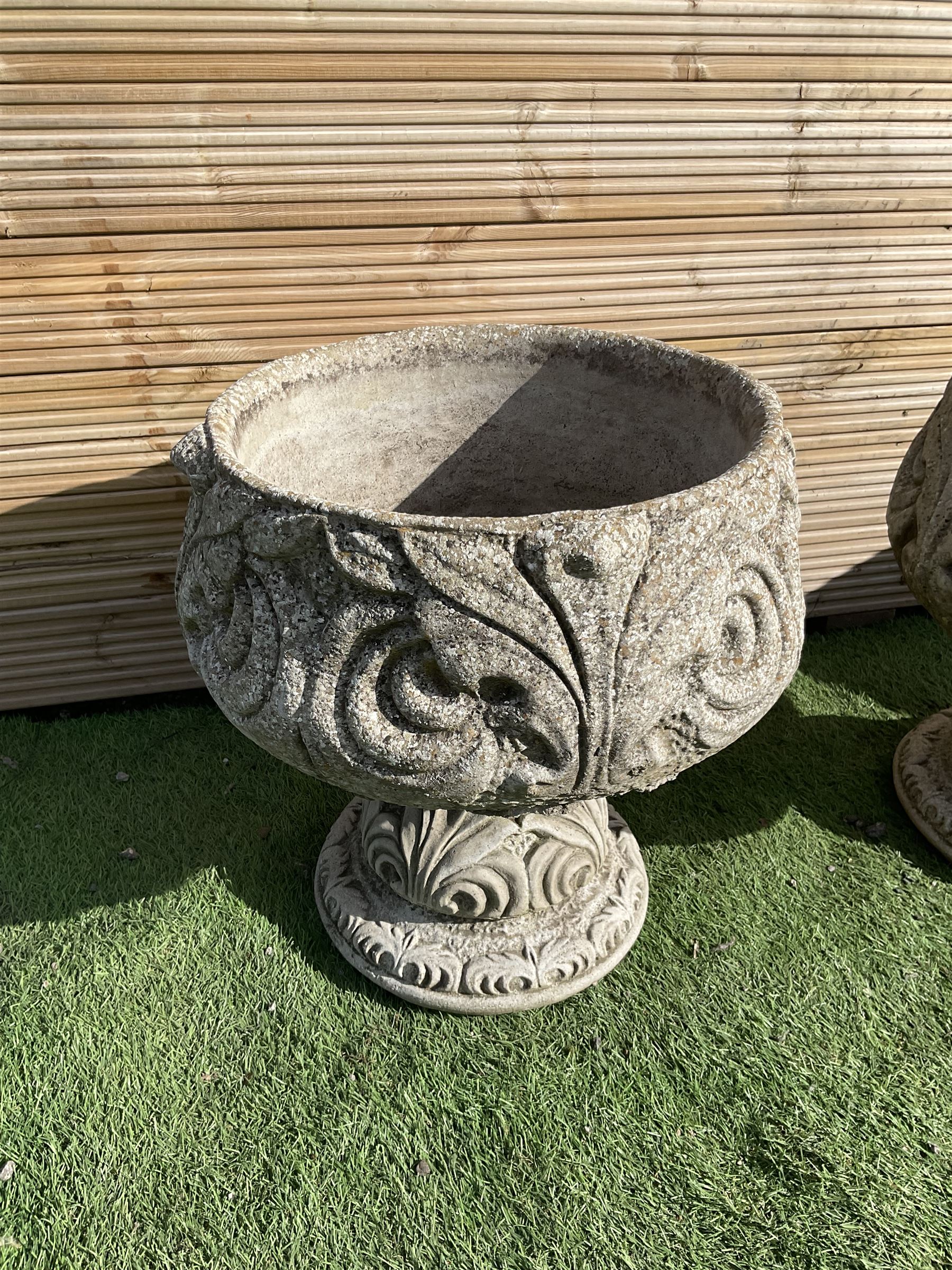 Set of three circular composite planters - THIS LOT IS TO BE COLLECTED BY APPOINTMENT FROM DUGGLEBY STORAGE, GREAT HILL, EASTFIELD, SCARBOROUGH, YO11 3TX