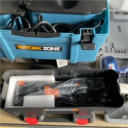 Selection of electrical and other tools such as Bosch multi sander, battery drill, Worx cutter and other  - THIS LOT IS TO BE COLLECTED BY APPOINTMENT FROM DUGGLEBY STORAGE, GREAT HILL, EASTFIELD, SCARBOROUGH, YO11 3TX