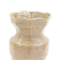 John Egerton vase, with fluted rim, decorated with a geometric pattern to the neck, H41cm
