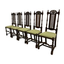 Set six early to mid 20th century oak dining chairs