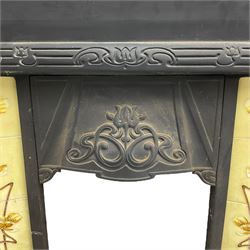 Gallery Collection Fireplaces - 'Toulouse' Art Nouveau inspired cast iron fireplace inset, decorated with rose design tiled uprights