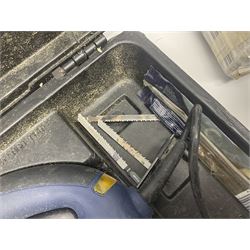 Collection of tools, comprising grinder electric, cased Mac Allister jigsaw, Power craft router