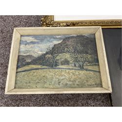 Watercolours and paintings, including Cecil Gracey street scene, Juliet Pannett pencil, portrait oil, coastal watercolour in quality gilt frame, William Ashton herding cattle watercolour, Ernest Forbes oil, etc