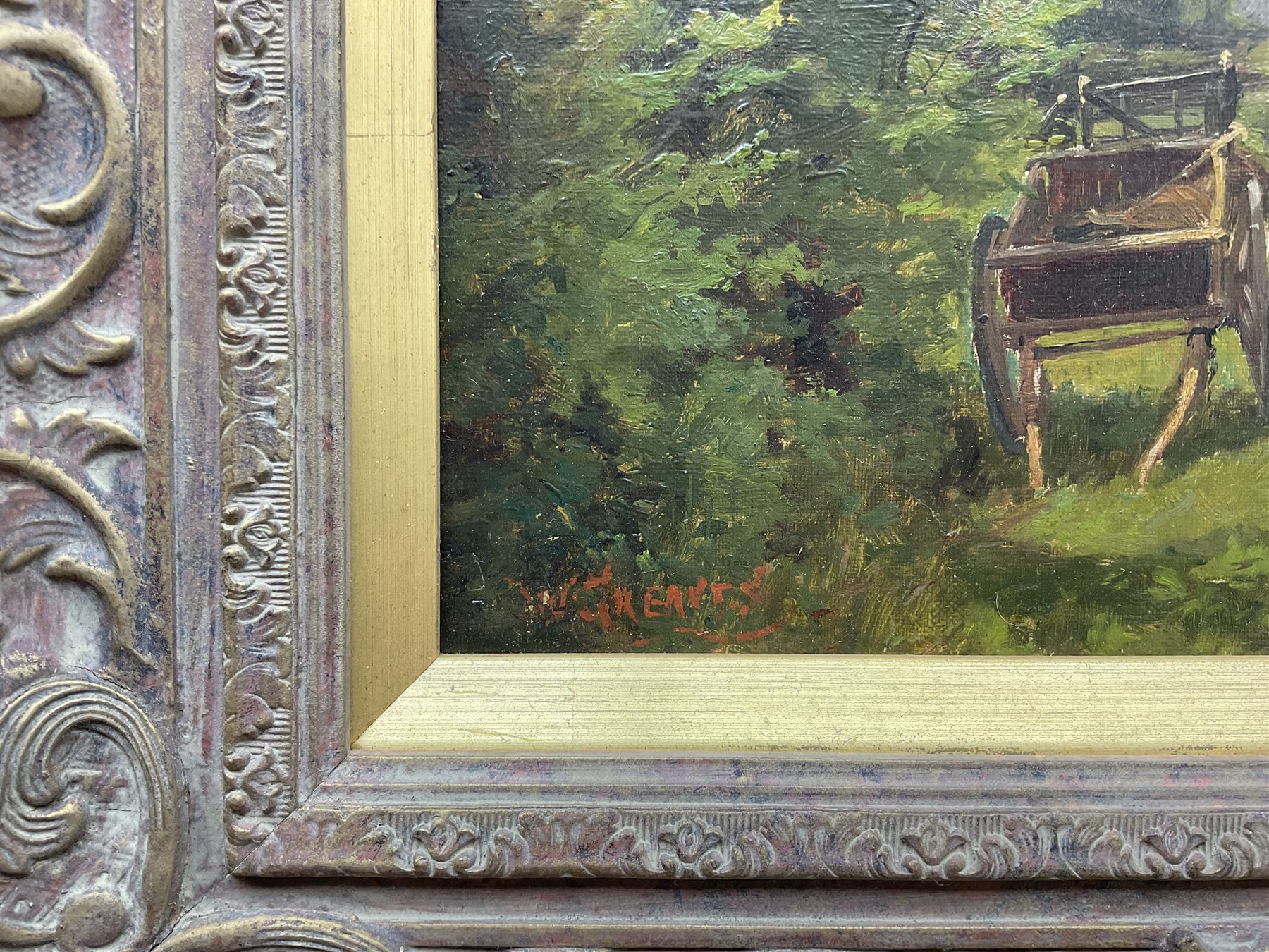 William Greaves (British 1852-1938): Filling the Haycart, oil on canvas signed 24cm x 35cm