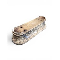 James Pulman & Son - 19th century terracotta oval shallow planter, applied lattice detail