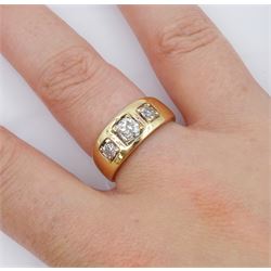 Victorian 15ct gold gypsy set three stone old cut diamond ring, Chester 1876, total diamond weight approx 0.75 carat, with insurance valuation