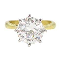 18ct gold round brilliant cut diamond ring, hallmarked, diamond approx 2.80 carat