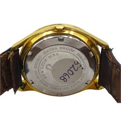 Seiko Sea Lion Weekdater 26 jewels automatic wristwatch, Cal. 6206B, on brown leather strap