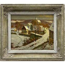 Clemens Prüssen (German 1888-1966): Winter Landscape in the Eifel near Daun, oil on board signed 25cm x 30cm