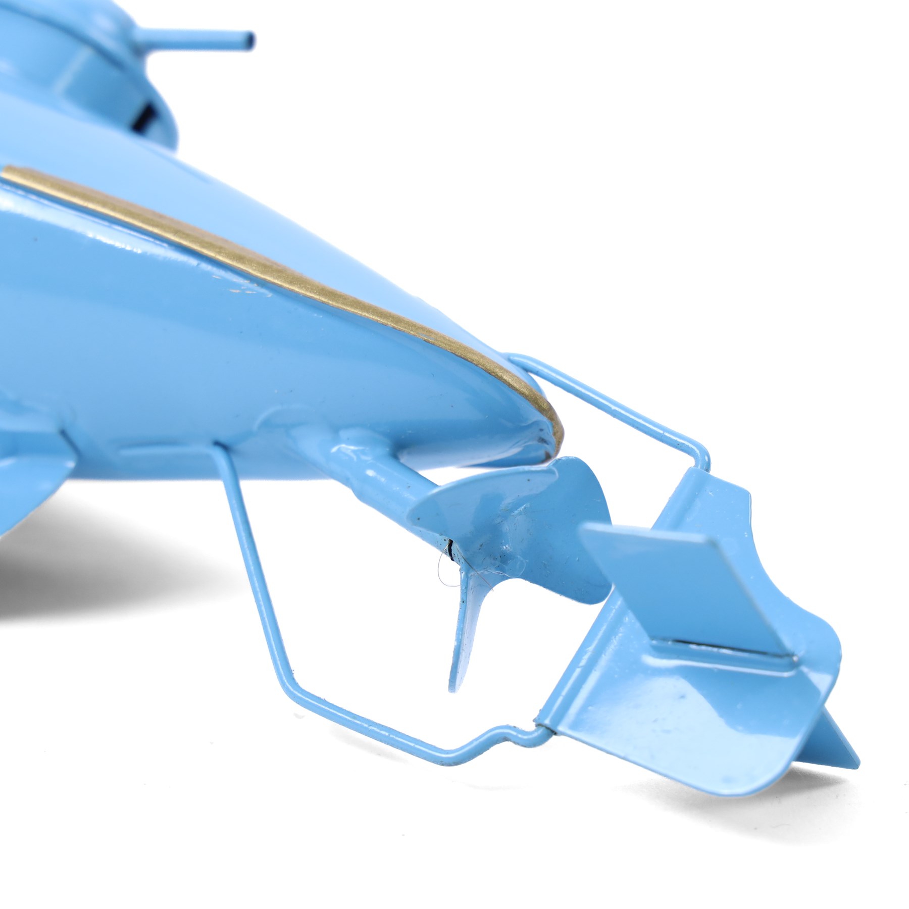 Sutcliffe Models 'Unda-Wunda' tinplate clockwork diving submarine, in pale blue livery with metallic gold details, with rubber bung and key, boxed