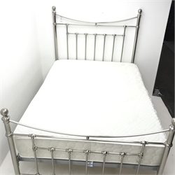Victorian style metal 4'6 double bedstead with Sleepcool mattress, W138cm, H150cm, L205cm