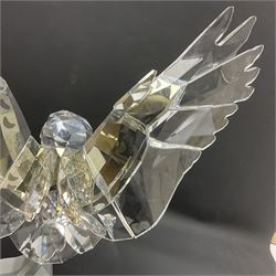 Swarovski Crystal Soulmates, Snowy Owl, upon stylised metal base, H30cm 