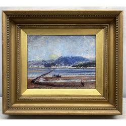 John William Buxton Knight RBA (British 1842-1908): View Towards Arnside and Shore Scene, two oils on canvas signed and dated '93, 24cm x 30cm (2) 