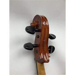 Modern Hungarian half-size cello with 69cm two-piece maple back and ribs and spruce top L114cm overall; and Stentor half size cello bearing label 'The Stentor Student II'; each in soft carrying case (2)
