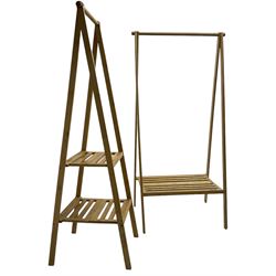 Futon Company - bamboo coat stand with lower tier (W84cm, H170cm); and a similar narrow stand with two tiers (W50cm, H170cm)