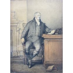 Attrib. George Francis Joseph (Irish 1764-1846) Full Length Portrait of 'John Rigge' in a Hepplewhite Armchair, pencil and watercolour inscribed verso 41cm x 29cm