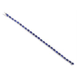 18ct white gold sapphire and diamond bracelet, stamped 750, total sapphire weight approx 11.60 carat